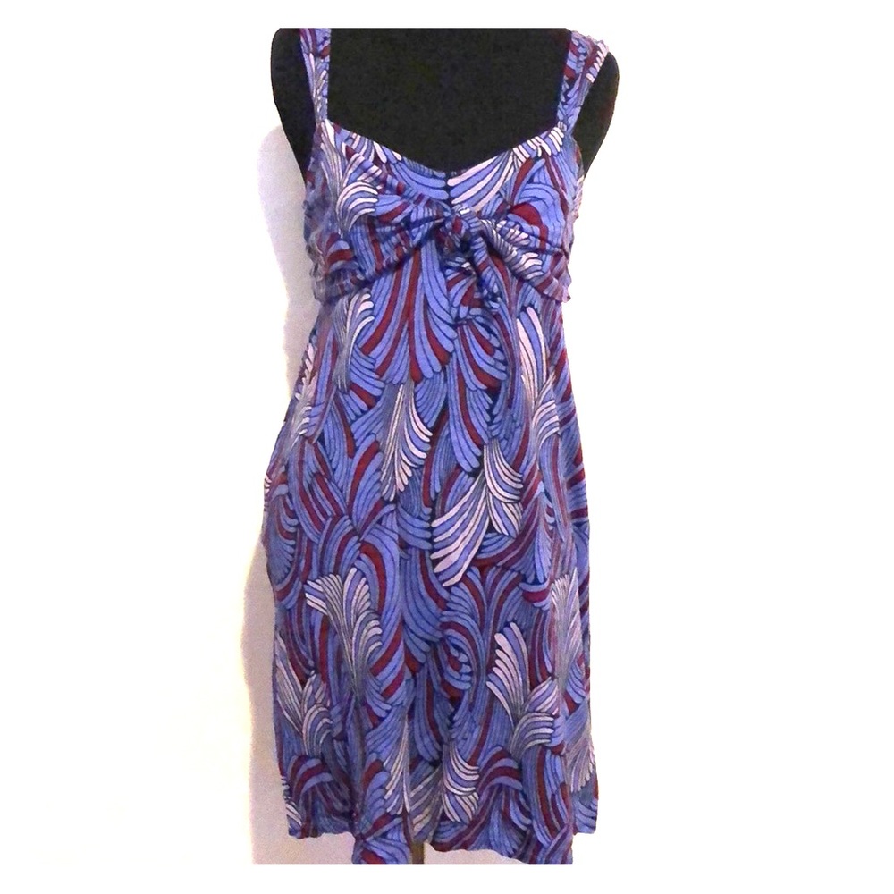 Patterned Sleeveless Tie Front Dress